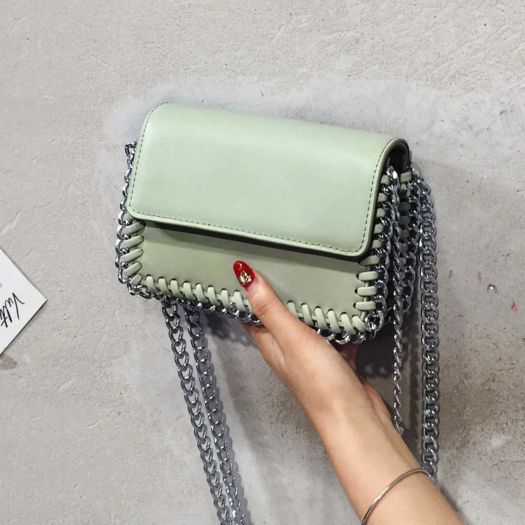 

Bai da xiao Square Bag 2019 Korean-style New Style Sense of Design Double Chain Weaving Shoulder Cross-body WOMEN'S Bag Simple S