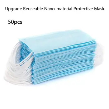 

50Pcs Upgrade Nano-material 3 Ply Protective Adult Mask Safe Breathable Reuseable Mouth Mask Face Mask for Men Women