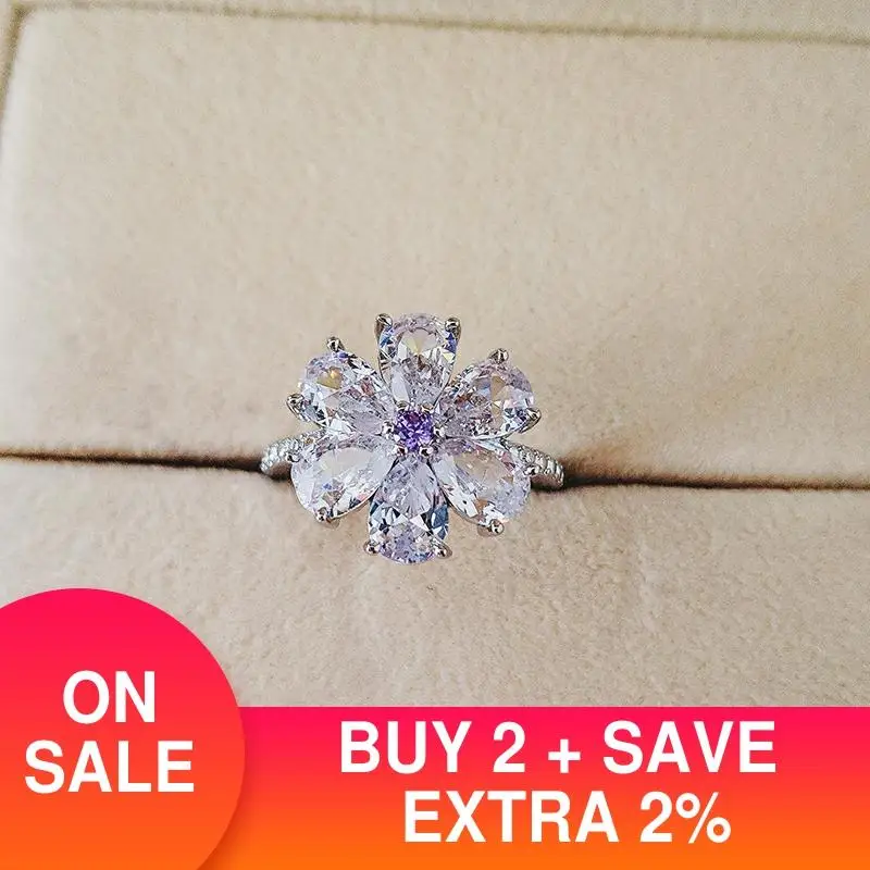 Женское кольцо из серебра 925 пробы с лепестками груши|Кольца| |