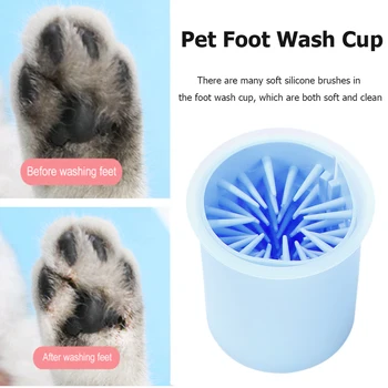 

Portable Dog Cat Dirty Paw Cleaner Cup Pet Puppy Dog Soft Feet Washer Bucket for Household Pet Dog Foot Paw Washing Cup 8x7.5cm