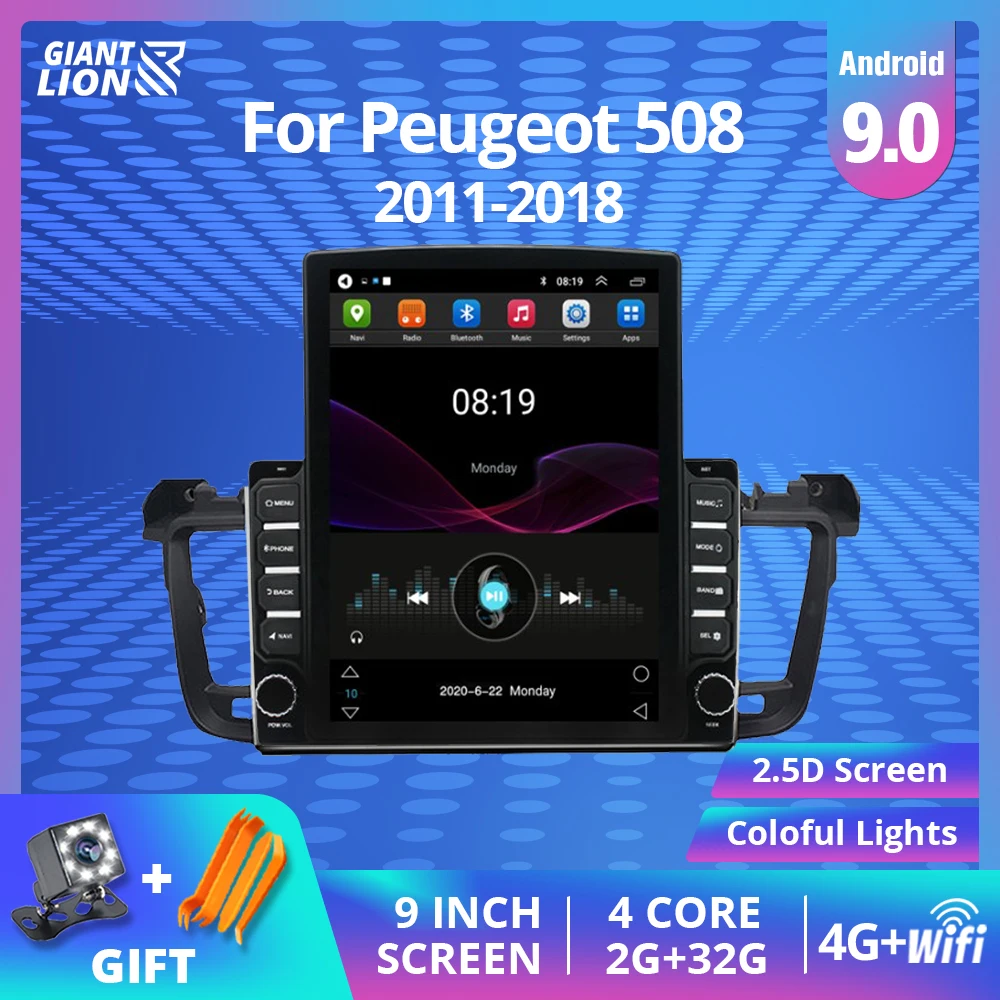 2DIN Android 9 0 автомобильный Радио мультимедийный видео плеер навигация GPS для Peugeot 508