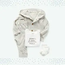 Imcute/комплект детской одежды из 3 предметов, хлопковый костюм для маленьких девочек, боди с принтом слона+ брюки+ верхняя одежда