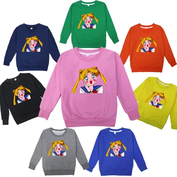 

Cotton Casual Cool Sailor Moon Sweatshirt Tsukino Usagi Kids Toddler Christmas Pullover Brand Clothing Plus Size Tops Costume