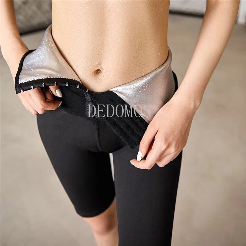 Womens Silver ion coating Thermo Pants Sweat Sauna Suits Body Shapers Woman Waist Trainer Slimming Shorts Girls Fitness Leggings | Красота и