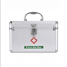 Trousse de premiers secours en alliage d'aluminium à 3 niveaux, coffret d'urgence, armoire à médicaments, sac verrouillable, étui à poignée de transport