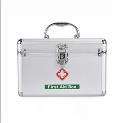 3 camadas de liga alumínio do agregado familiar kit de primeiros socorros caixa de emergência kits armário de medicina com fechadura saco armazenamento estojo de transporte alça