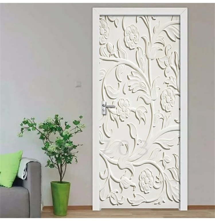 2 шт./компл. 3dwhite с Цветочным Тиснением Стикеры s двери стены Стикеры DIY настенные Спальня домашний Декор ПВХ Водонепроницаемый двери Стикеры
