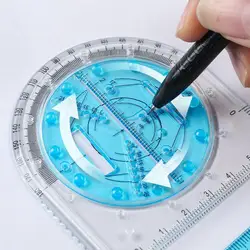 Regla geométrica multifuncional, anillo interior mecánico, suministro de dibujo, rotación, medición geométrica, herramienta de oficina, plantilla I0W6