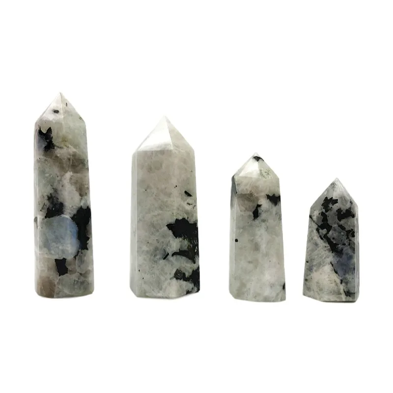 

Drop Shipping 1PC Natural White Moonstone Quartz Obelisk Crystal Wand Point Tower Healing Specimen Natural Stones and Crystals