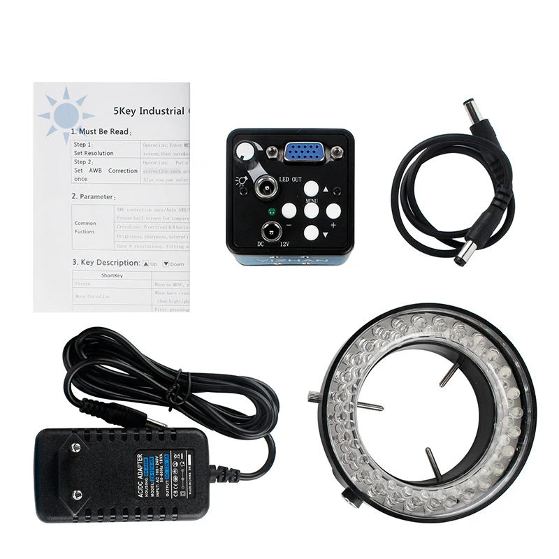 13MP VGA Microscope Camera Digital Electronic HD Industrial Camera + 130/180X Adjustable Lens Microscope Binocular Trinocular 6