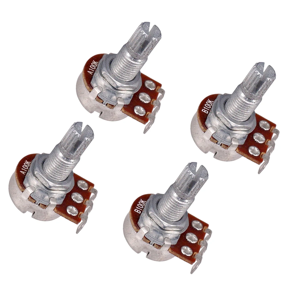Guitar Potentiometer Long Split 18mm Shaft 100K Guitar Potentiometer Pot 4pcs Split Guitar Volume & Tone Pot Control Audio Taper Potentiometer