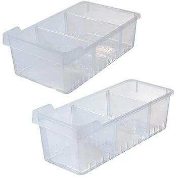 

Kitchen Storage Organizer 4 Adjustable Dividers Deep Bin With Built-In Handle For Cabinets (1 Big And 1 Small)