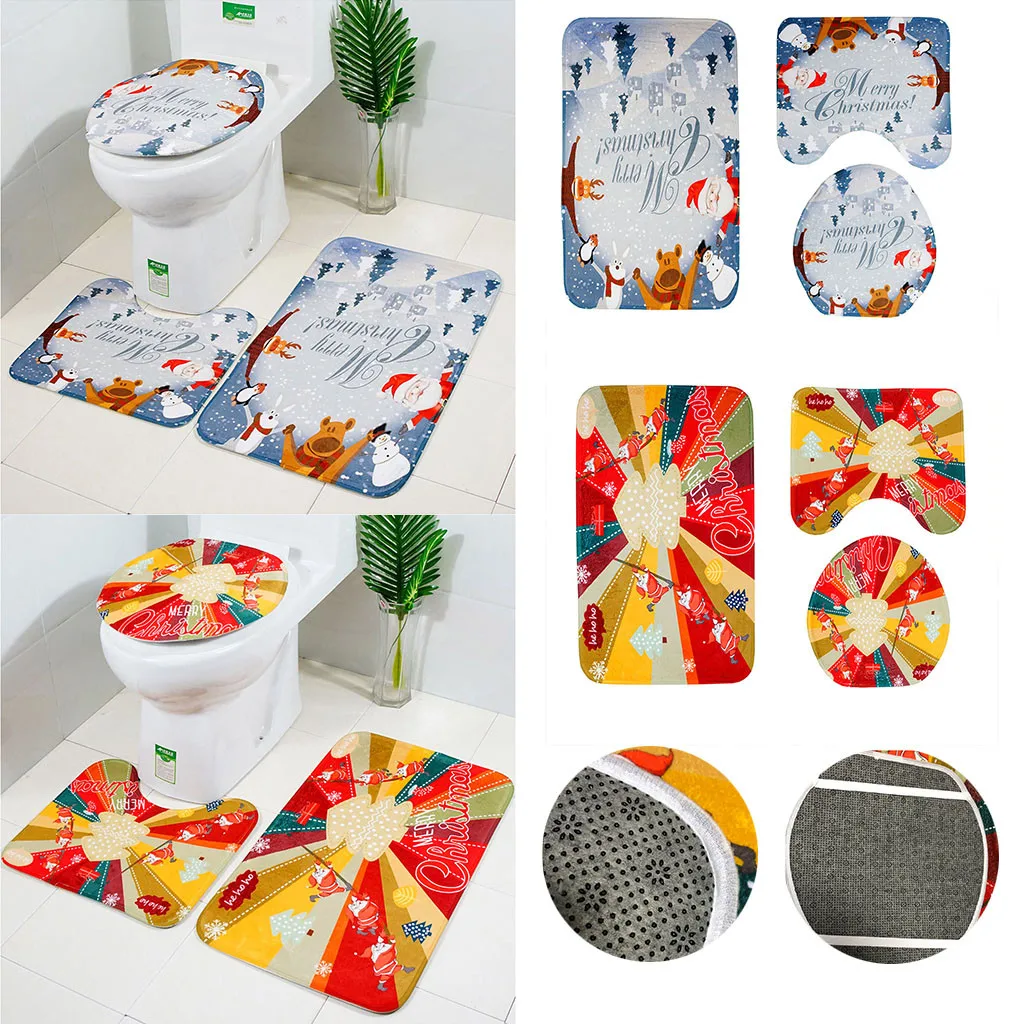 3 шт. коврик для унитаза с принтом снеговика Санта Клауса|Чехлы на сиденья