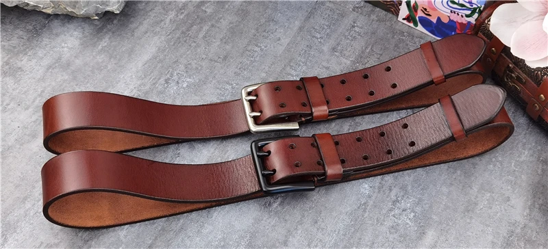 Texwood men's casual and sports wear store, summer beach clothes, men's leather fashion, jewelry, sunglasses Double Pin Vintage Belt Buckle Super Wide 4.2CM Genuine Leather Men Belt Luxury Ceinture Homme Jeans Cinturon Mujer MBT0018