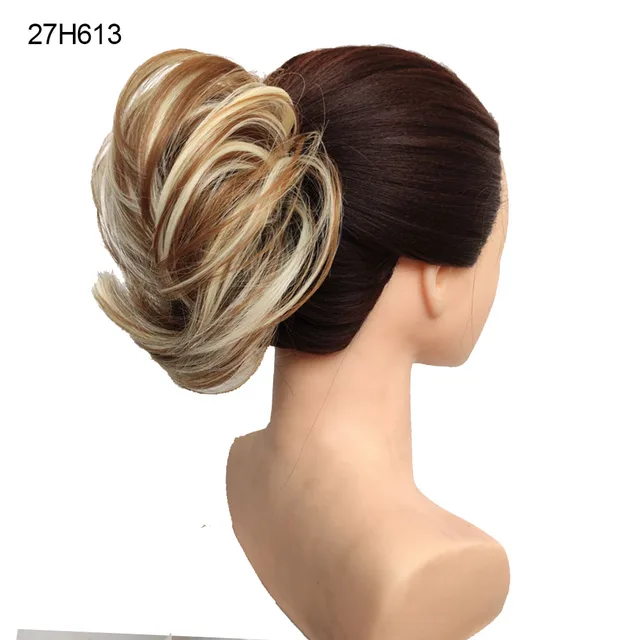 Jeedou Messy Chignon Donut Hair Bun Pad Elastic Hair Rope Rubber Band Synthetic Hairpiece Gary Brown Color S-27H613