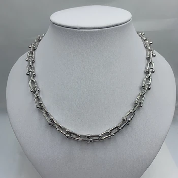 

1:1S925 sterling silver necklace, classic and fashionable thick U-shaped necklace, exquisite craftsmanship, gift for ladies