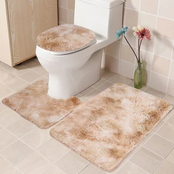 

Non Slip Toilet Lid Cover Bath Mat Contour Rug Bathroom Rug Set Soft Home Decoration