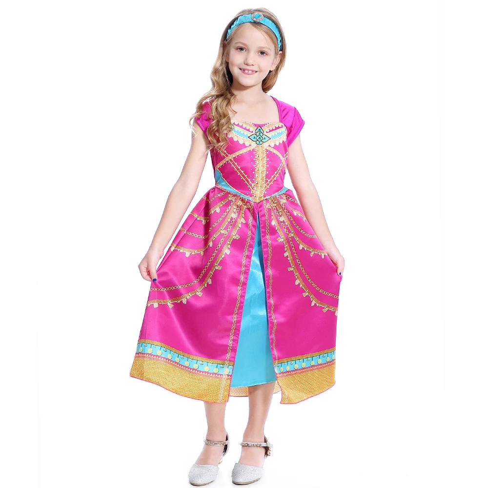 Ceny 2019 Movie Girls Kid Summer Jasmine Princess Dance Dress dzieci Aladdin Halloween występ na imprezie kostium Top spódnica zestaw spodni