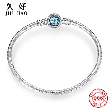 

925 Sterling Silver Charm blue zircont Bow tie snake bone chain Bracelets diy for fashion jewelry womens accessories trendy 2018