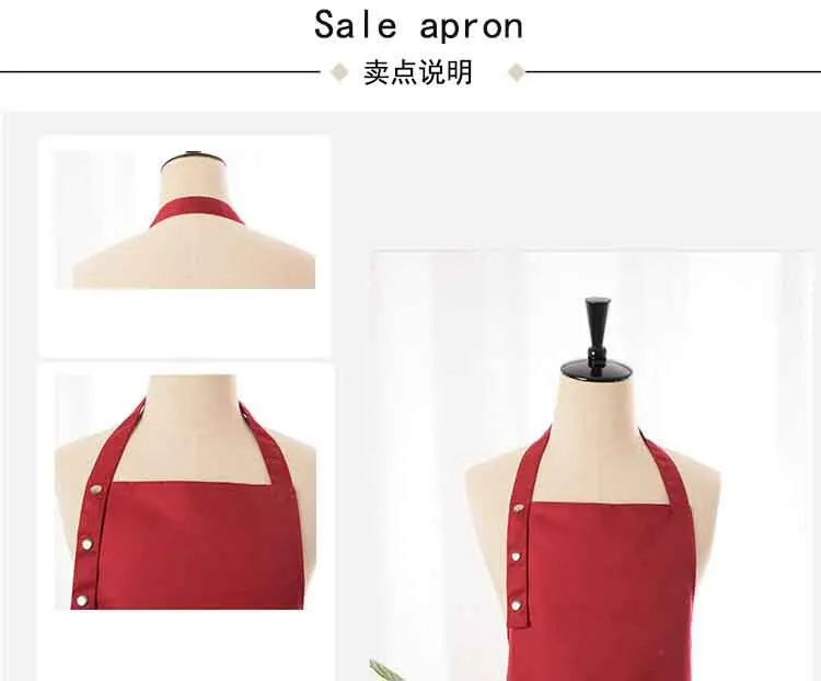 Cotton Kitchen Aprons Coffee Shop And Barber Working Apron Bib Cooking Apron For Woman
