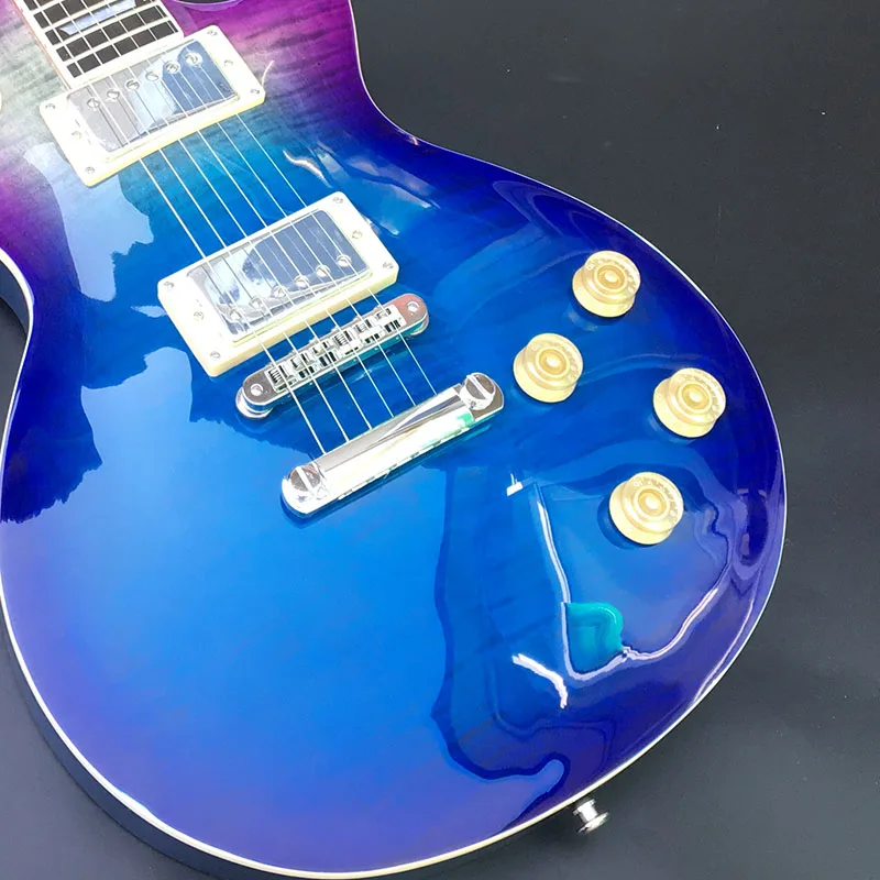 

High quality 6 string electric guitar, rainbow color paint, tiger maple veneer, metal twist, free delivery