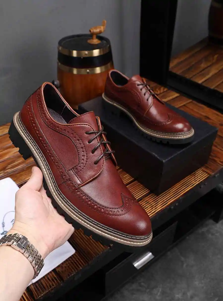 

shoes men world famous luxury men's shoes low top round head leather breathable business casual leather shoes tooling shoes