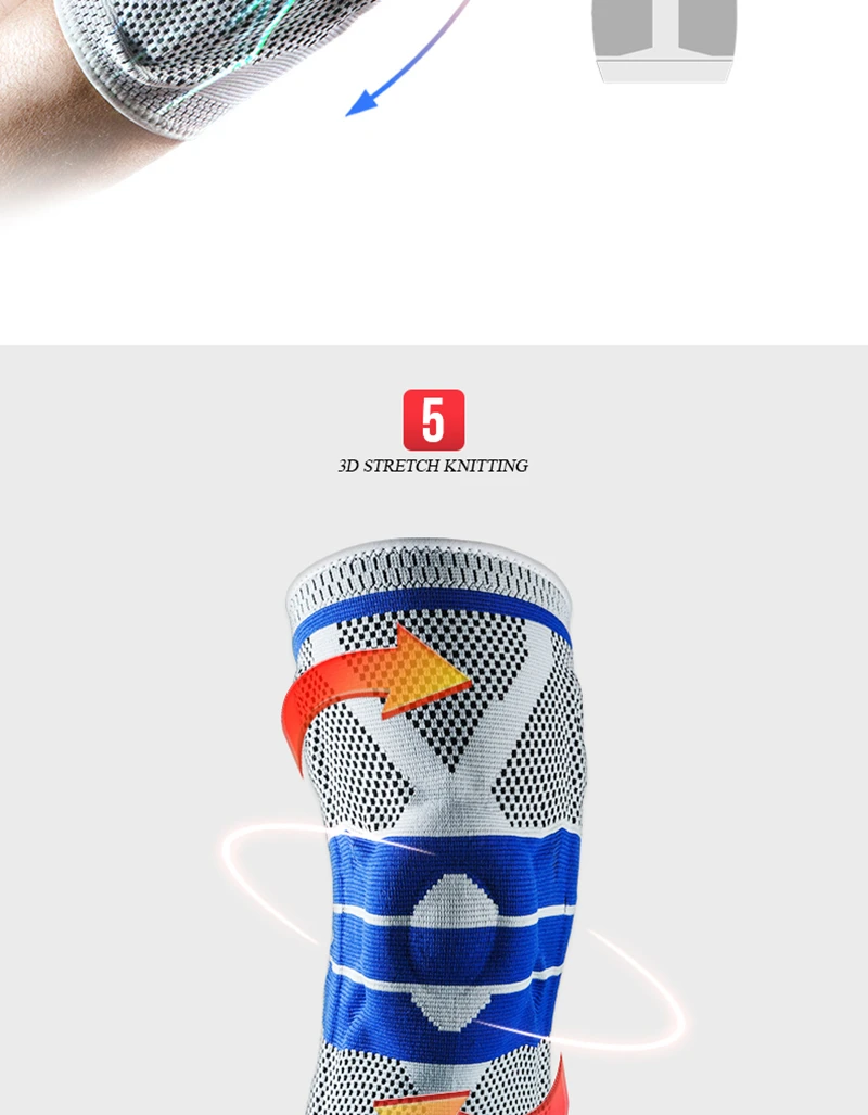 1 PCS Silicone Padded Knee Pads Supports Brace Basketball Fitness Meniscus Patella Protection Kneepads Sports Safety Knee Sleeve (18)