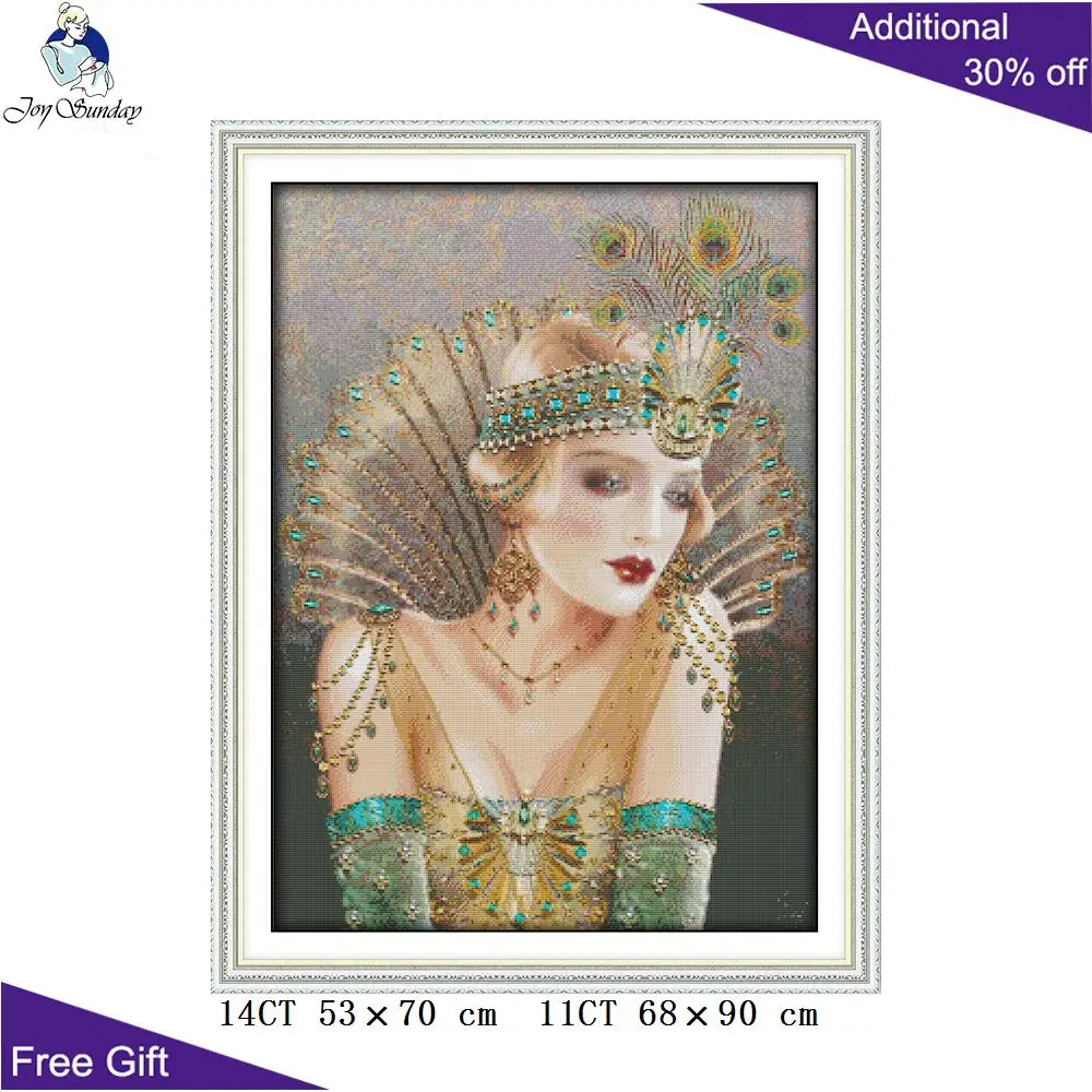 Joy Sunday Павлин Королева вышивка R536 14CT 11CT Счетный и штампованный домашний декор