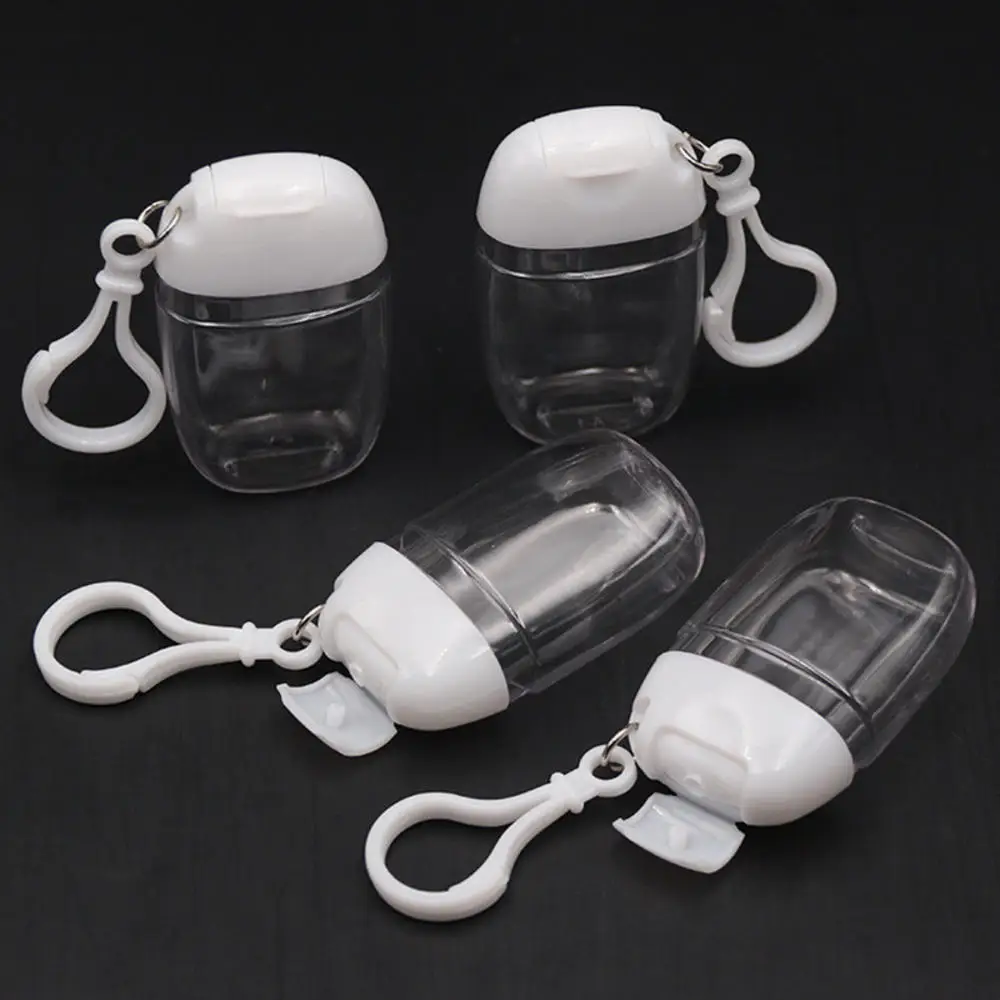 1pc 30ml Empty Hand Sanitizer Bottle Travel Small Holder Hook Keychain