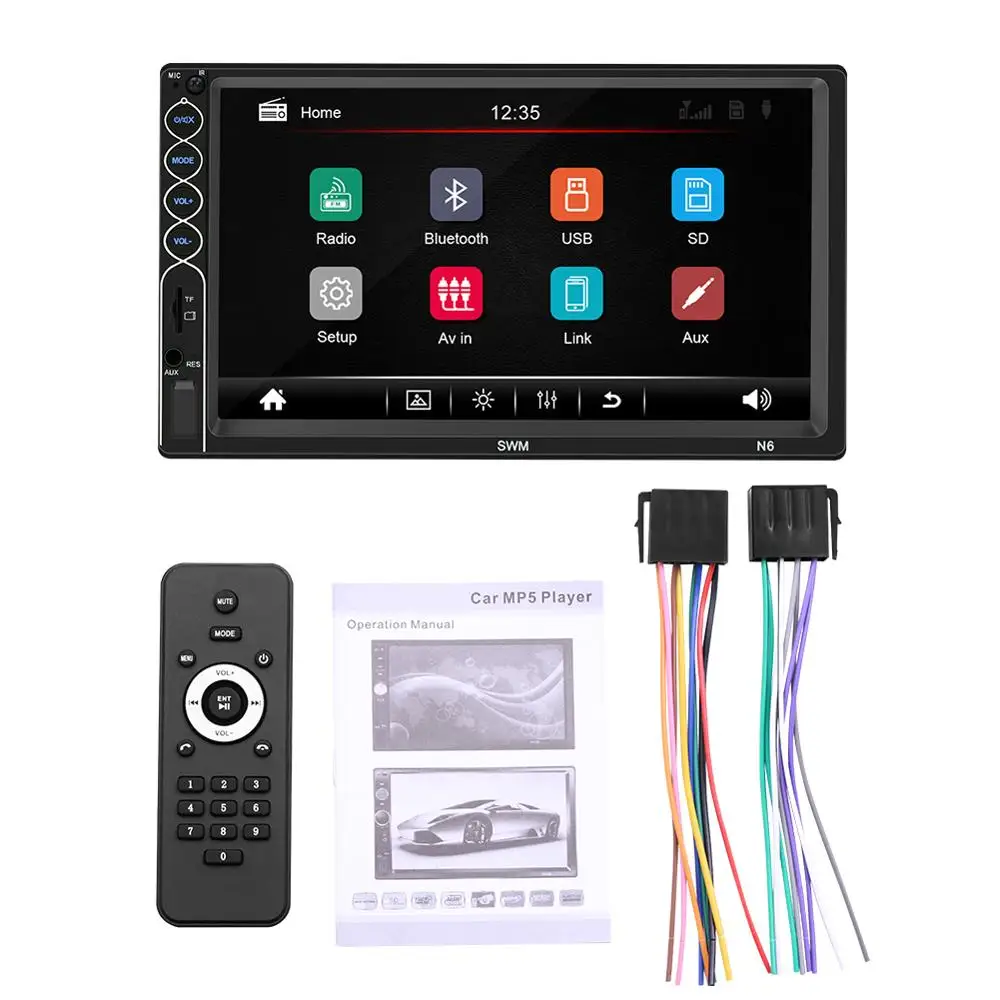 Автомагнитола 2 Din 7 дюймов 12 В MP5 сенсорный экран Bluetooth мультимедиа Mp3 mp4 плеер