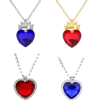 

Hot Sale Titanic Heart of the Sea Descendants Evie Crystal Pendant Necklace Crown Heart Choker Necklace Valentine's Day Gifts