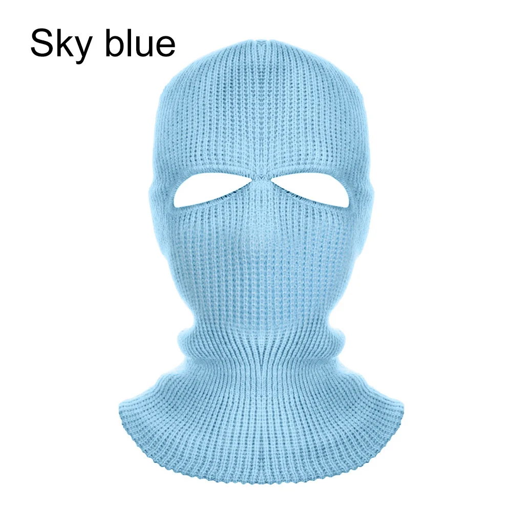 Зимние теплые шапочки шапки для мужчин 3 отверстия полная Бандана с изображением масок для лица шеи теплые Балаклавы мотоцикл Осень Зима шапка - Цвет: sky blue