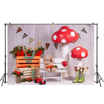 

HuaYi rabit carrot box decoration wood planks background photography for easter day photoshoot photography backdrops W-3770