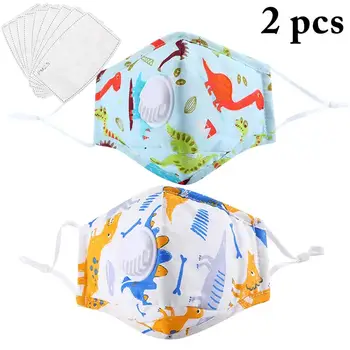 

2PCS Kids Mouth Mask with 40PCS Filter Pads Cute Cotton Breathable Anti-Dust Mask Washable Mouth Mask Reusable