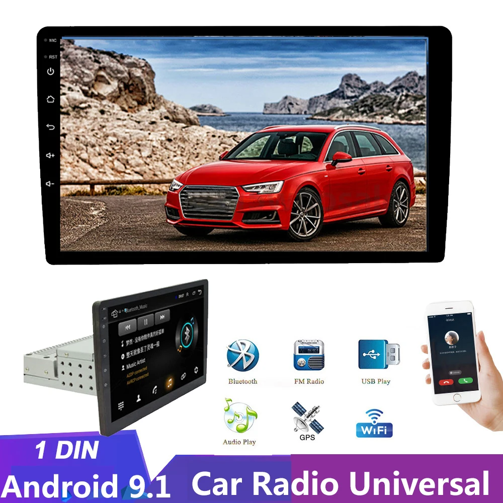 2+16/32G 1 Din Android 9.1 Car Stereo Radio 10.1 inch Multimedia Player GPS Navi WIFI Touch Screen BT FM Audio 1din Mirrorlink | Автомобили