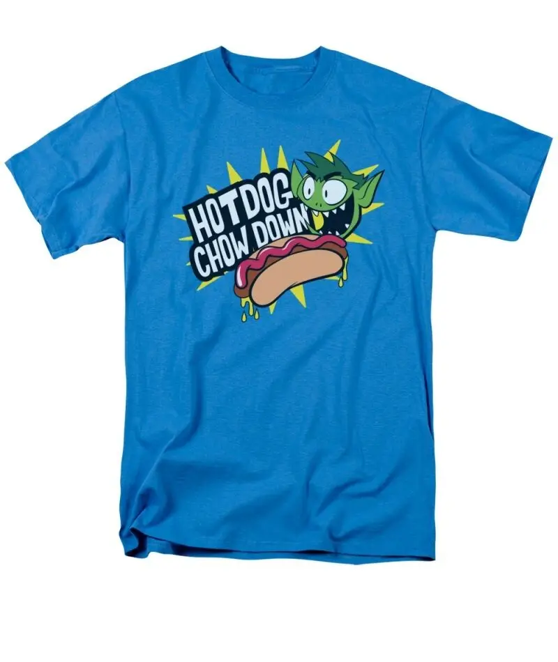

Teen Titans Go Tv Show Hot Dog Chow Down Licensed Tee Shirt Adult Adult Summer Streewear Size:S-3Xl