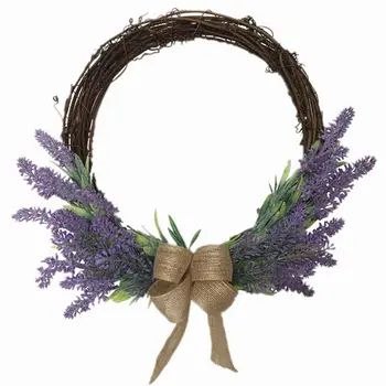 

Artificial Flowers Lavender Bow Wreath Spring Wreath Outdoor for Front Door Wall Window Party Wedding Décor