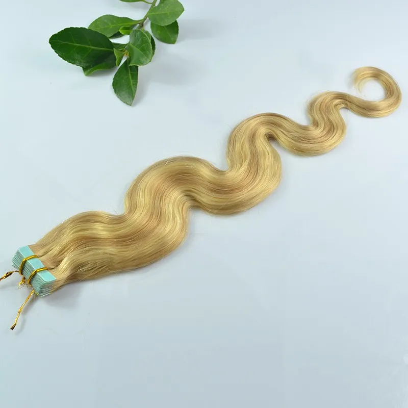 #613 Blonde Body Wave Tape In Human Hair Extensions Machine-made 28 30inch Peruvian Remy Double Sided Adhesive PU Hair Extension