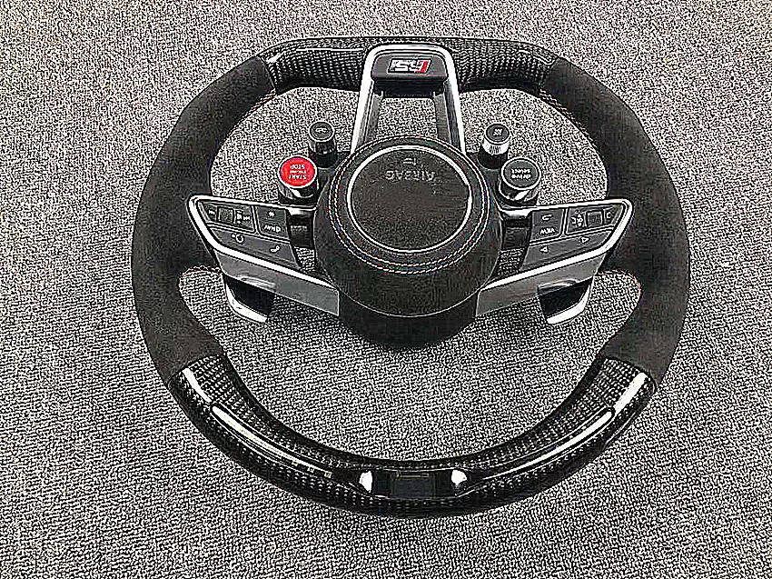 Светодиодный гоночный из углеродного волокна руль с кнопкой MFS для Audi R8- TT- TTS- TT RS