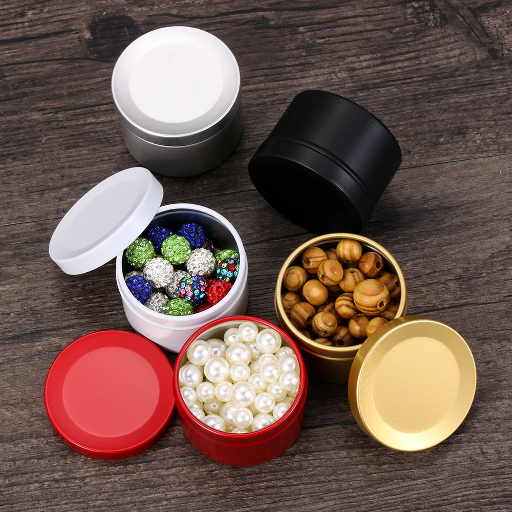 

1PC 50ML Mini Tin Tea Box Round Metal Case Cosmetic Pot Jar Candy Biscuits Cookie Storage Container Wedding Party Organizer