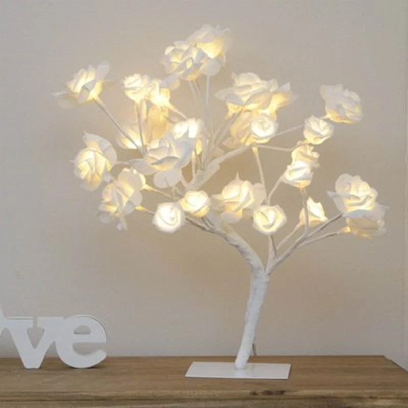 LED Rose Table Lamp USB Powered Rose Flower Fairy Light Valentine's Day Present Romantic Wedding Christmas Decor Desk Lamps Ins