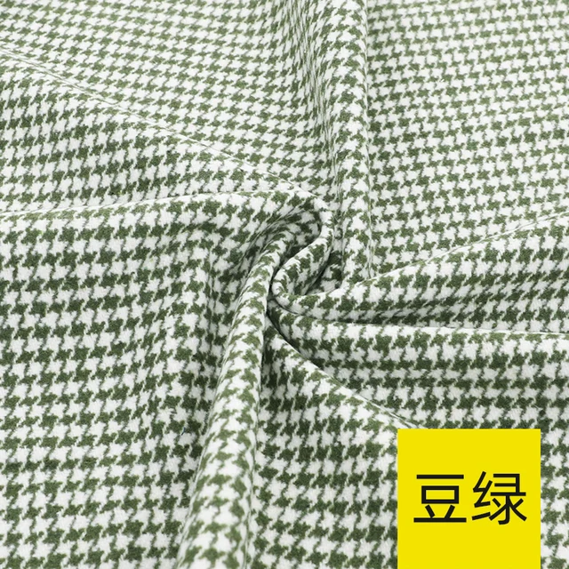 Width 150cm Tweed Wool Polyester Blend Tartan Plaid Houndstooth Fabric England Woolen Clothing Material For Coat Vest Cloth green