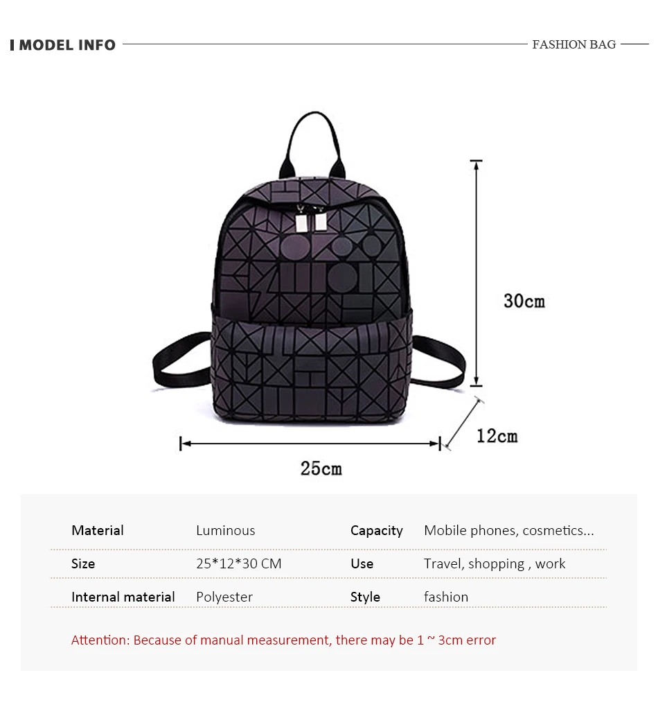 LOVEVOOK, женский рюкзак, школьная сумка для девочек-подростков, маленькая сумка, складной геометрический Светящийся рюкзак, голографический, освежающий