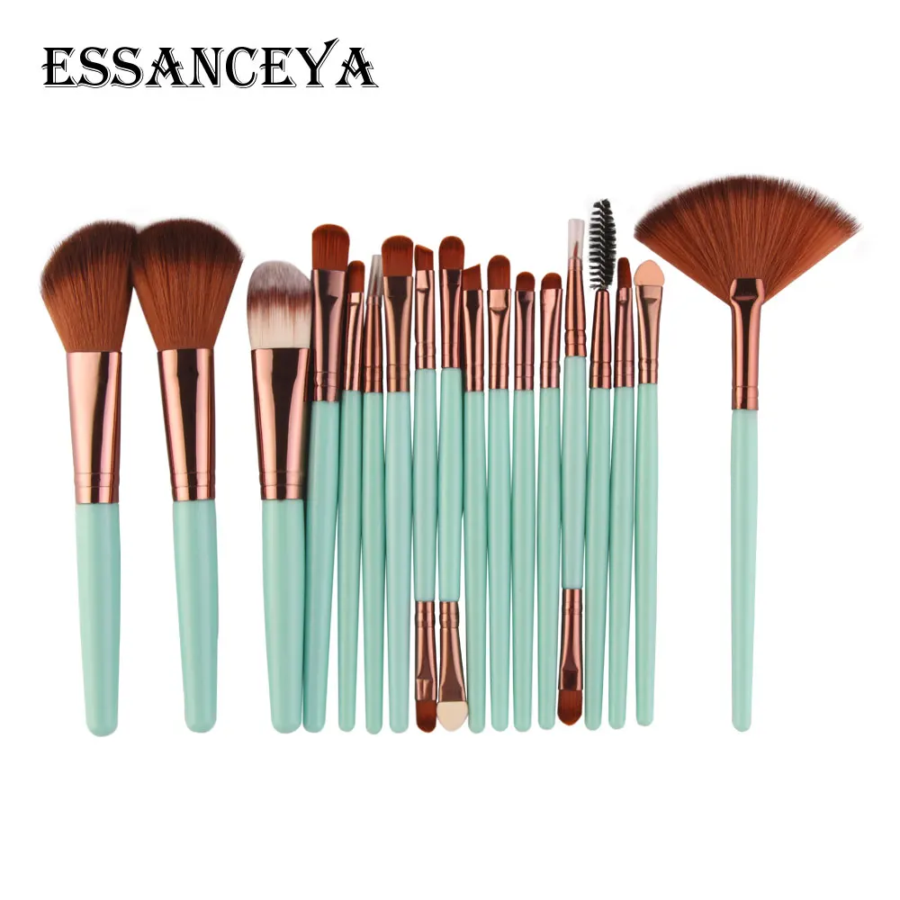 ESSANCEYA 10/15/18 шт. кисти для макияжа набор кистей для макияжа с деревянной основой Кисть для растушевки теней кисть Косметика макияжные Кисти Инструменты Набор для макияжа бровей, Наборы - Handle Color: 18Pcs-LK