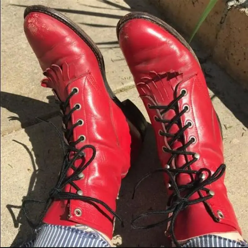 Женские ботильоны; chaussure; ботинки гладиаторские; Винтажная обувь из искусственной кожи на низком каблуке со шнуровкой; matin; женская обувь; zapatos mujer sapato; H529