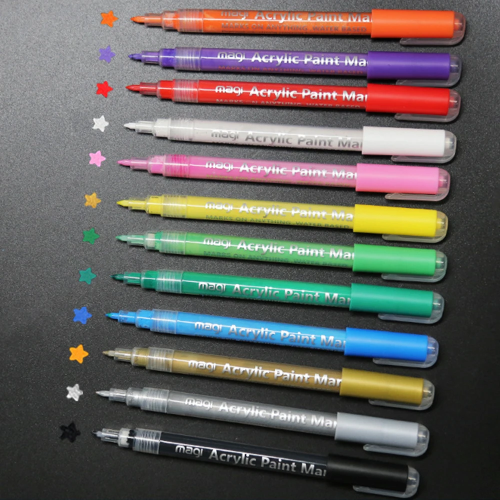 12/24/36 Colors Acrylic Paint Markers Set Water-Based Art Marker Pen 0.7-3mm Fine Tip for DIY Craft Canvas Ceramic Glass Stone