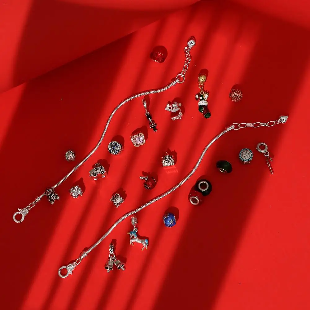Санта Лось Рождество Адвент календарь Детская мода ювелирные изделия Подарочная коробка DIY браслет аксессуары набор для девочек