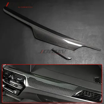 شراءألياف الكربون الجافة سيارة الداخلية الجبهة مركز التحكم لوحة القيادة غطاء الكسوة لسيارات BMW 5 سلسلة G30 G312016 + الملحقات