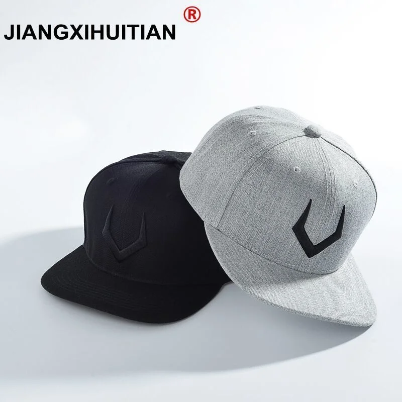 High quality grey wool snapback 3D pierced embroidery hip hop cap flat bill autumn winter baseball cap for men and women 1