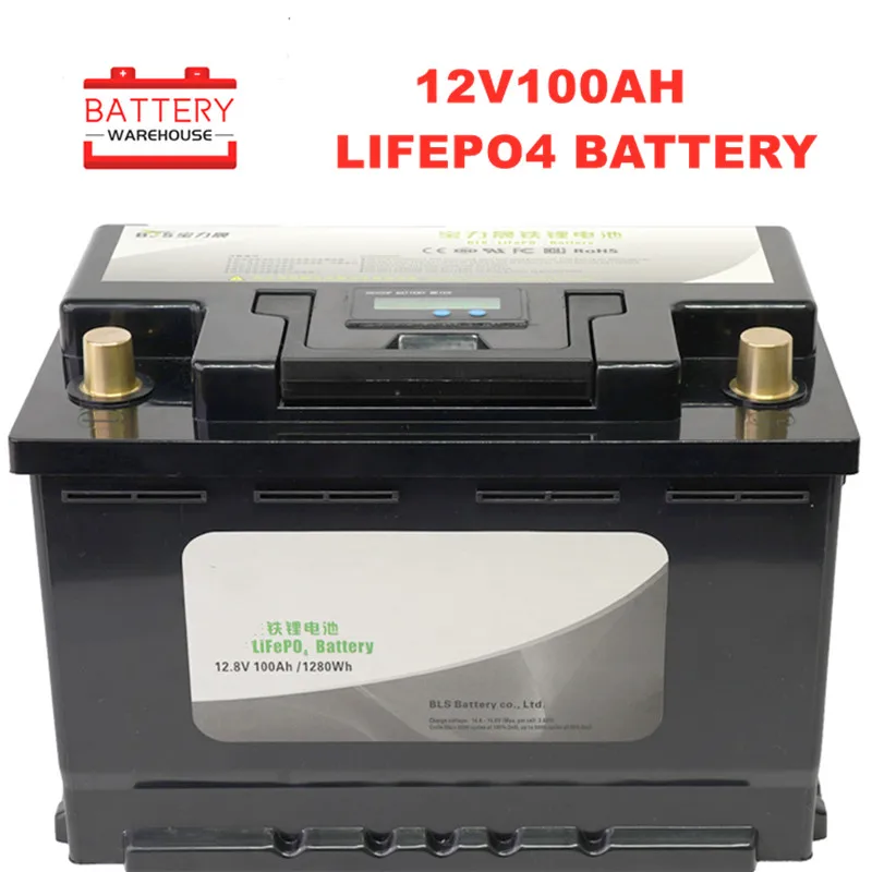 

12v 100Ah Deep Cycle Lifepo4 Lithium Iron Phosphate battery pack BMS Built-in for Golf cart EV RV Solar energy storage battery
